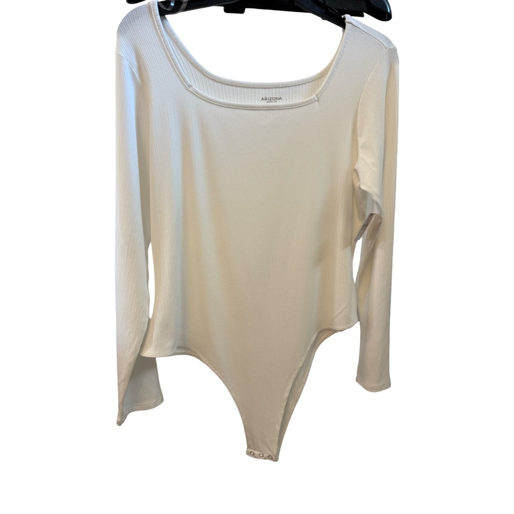 Arizona Bodysuit Ribbed Off-White 2XL | Long Sleeve Snap Closure Top New fall - Picture 4 of 9